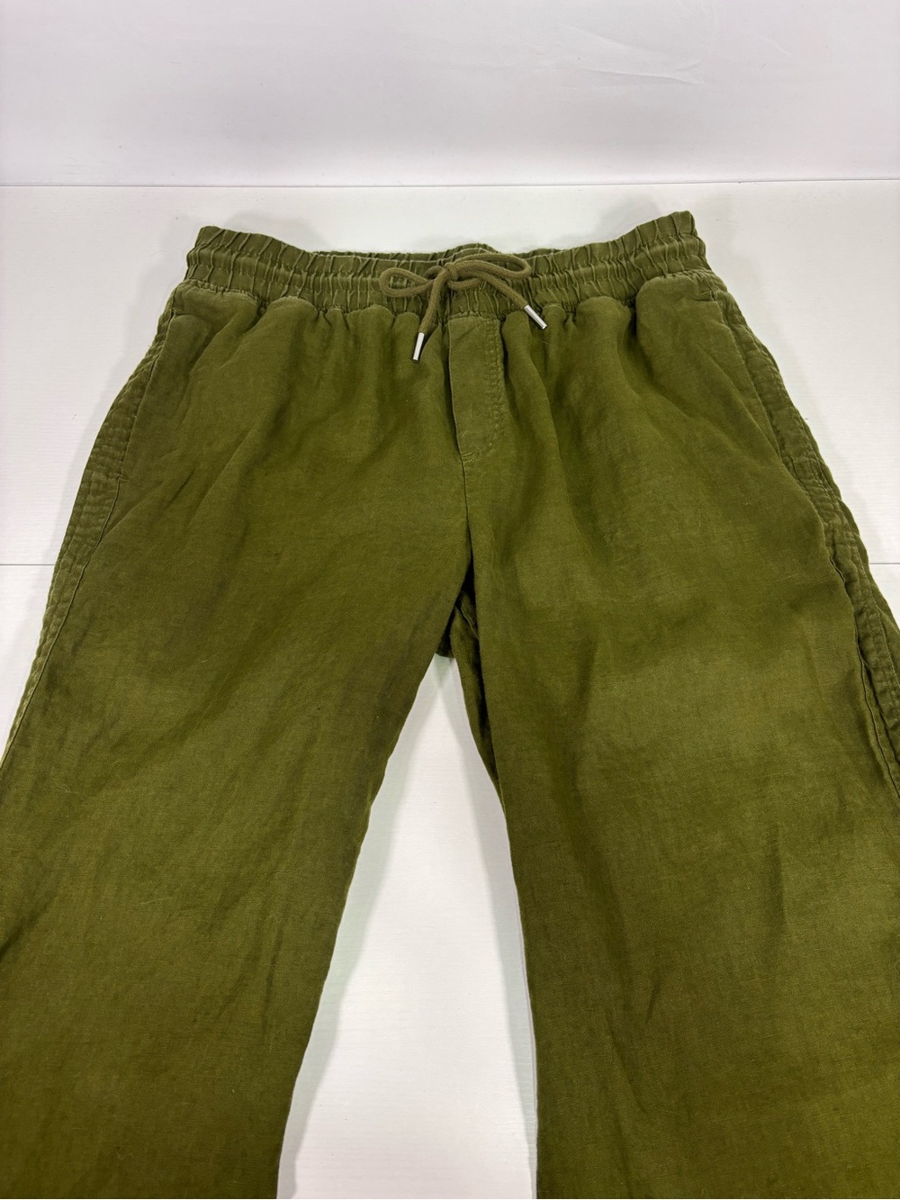 Quince 100% Linen Relaxed Wide Leg Pull On Drawstring Pants Olive Green XL - Picture 4 of 8